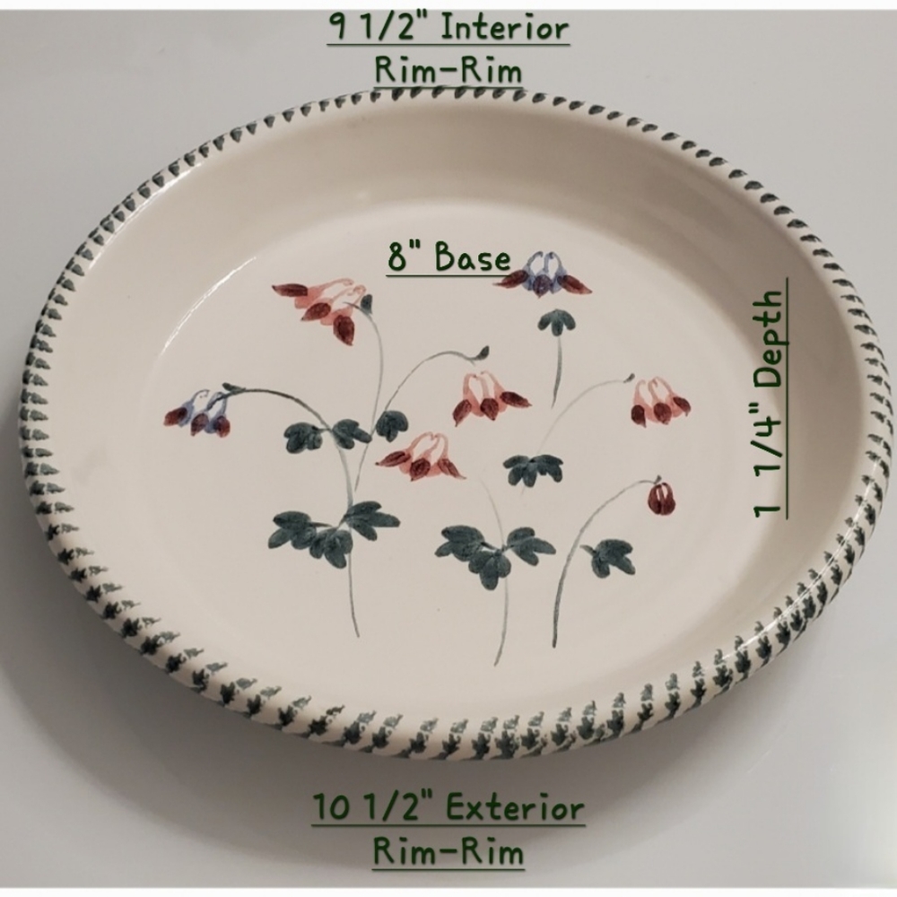 9 1/2" Earthenware Lead-Free Glazed Pie🥧Dish by Columbia Falls Maine Pottery